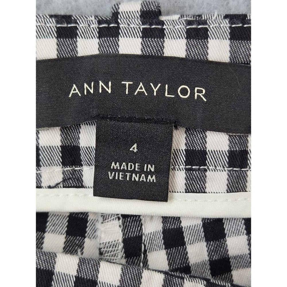 Ann Taylor Black White Gingham Ankle Pants Size 4 Stretch Cotton Slim Trousers - Picture 4 of 7
